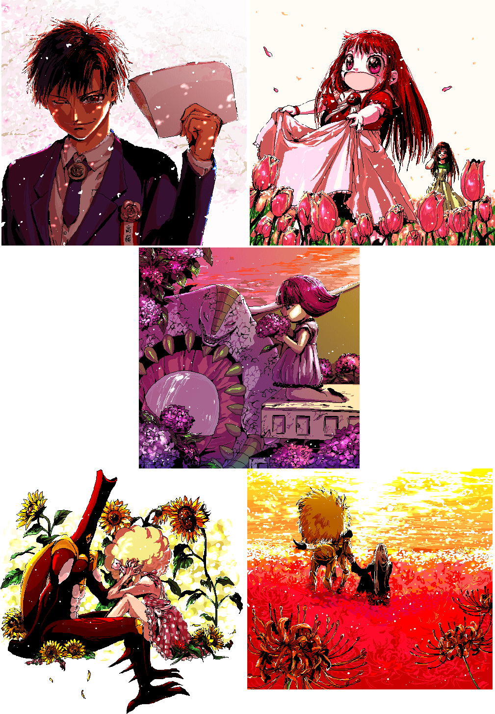 flower, highres, konjiki_no_gash!!, oekaki, oumi_megumi, petals, royalblue, takamine_kiyomaro