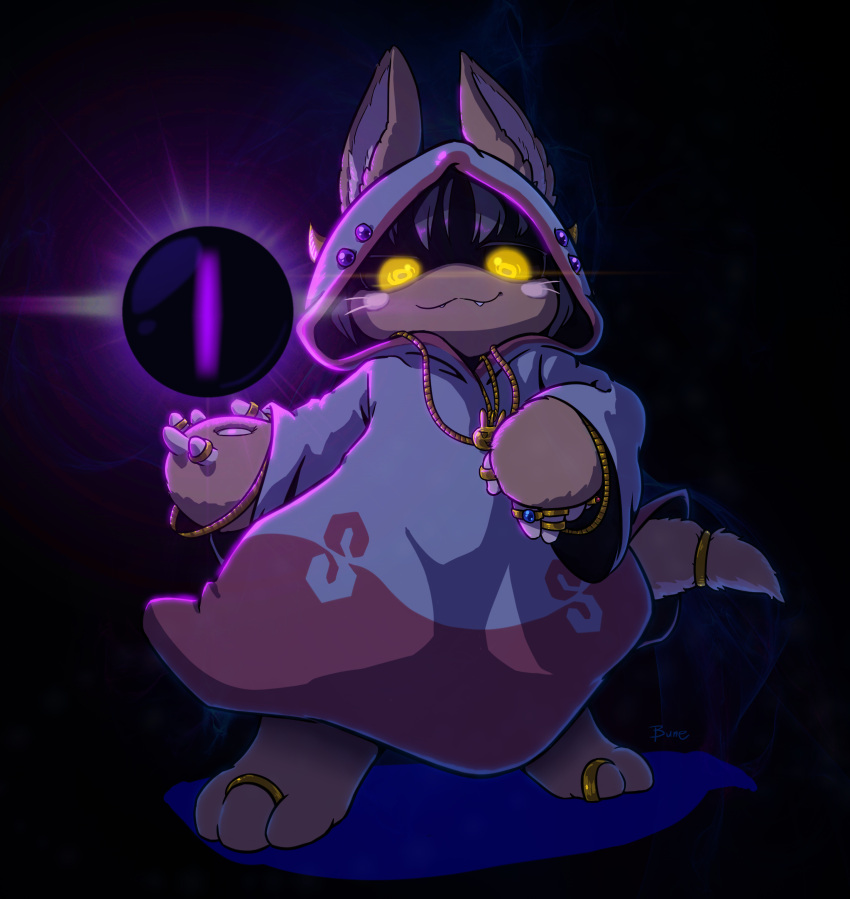 1other, :3, absurdres, animal_ears, bling, bondrewd, bune_poster, cloak