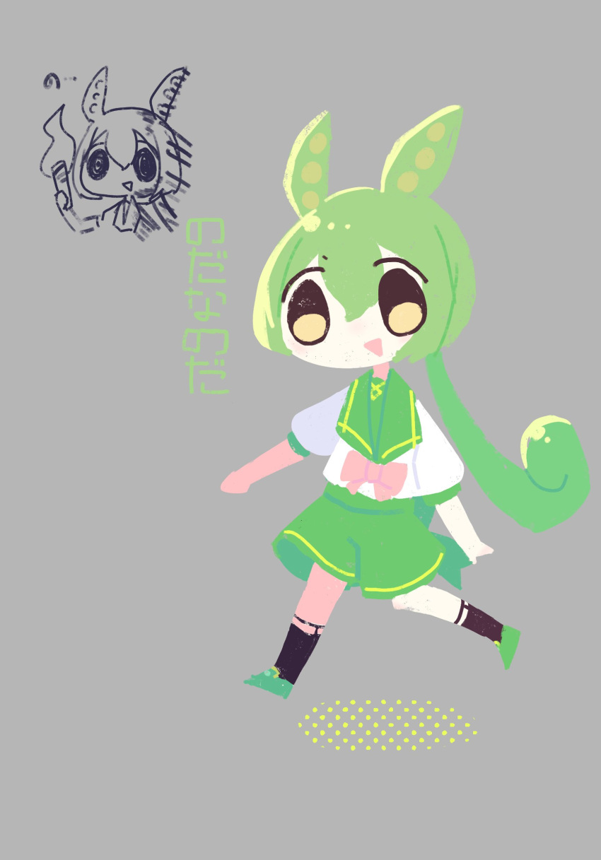 1girl, @_@, black_socks, bow, bowtie, chibi, colored_shadow, commentary_request