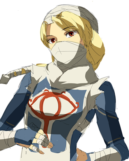 androgynous, bandages, blonde_hair, braid, long_hair, mask, muse_(rainforest), ocarina_of_time