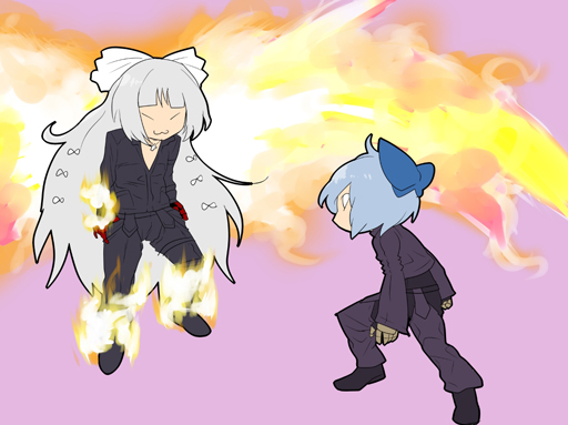 cirno, cosplay, fujiwara_no_mokou, k', k'_(cosplay), king_of_fighters, kula_diamond, kula_diamond_(cosplay)