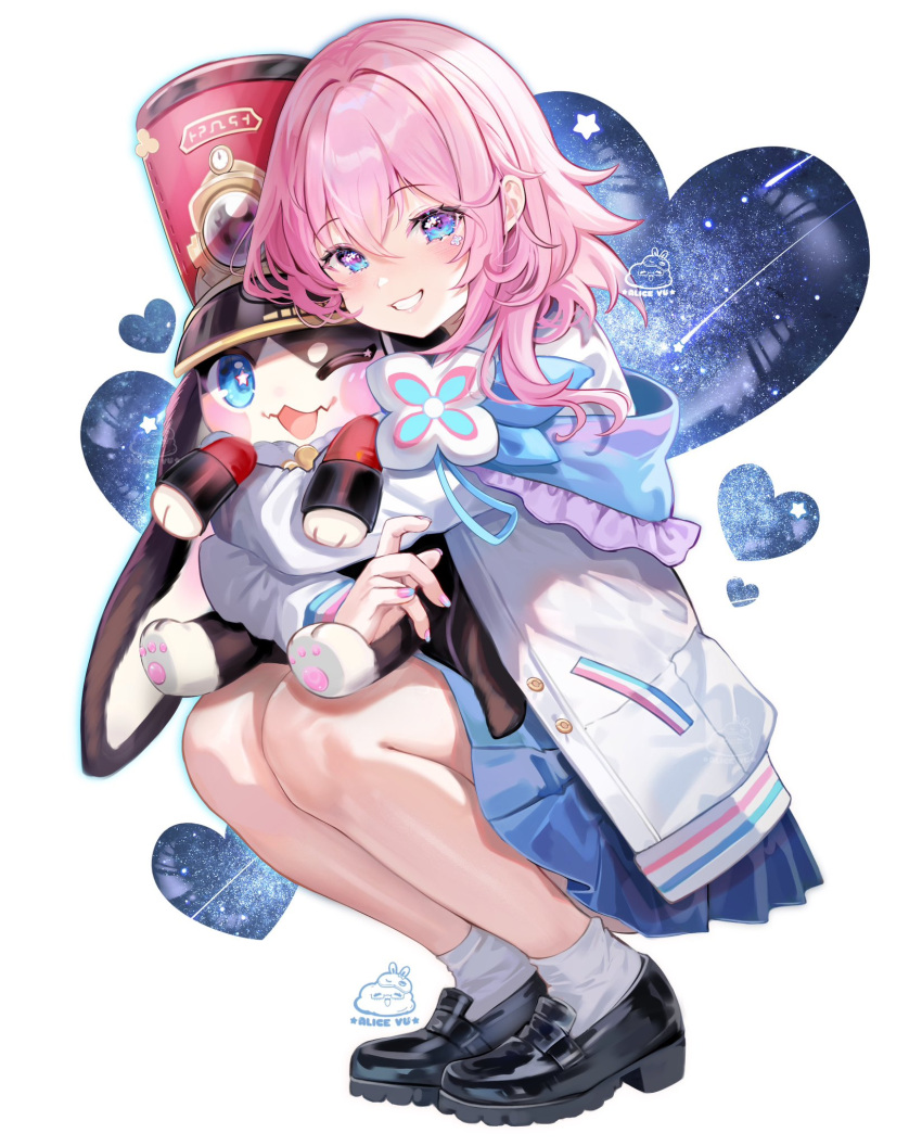 1girl, 1other, alice_vu, animal_ears, animal_hands, artist_logo, artist_name, black_footwear