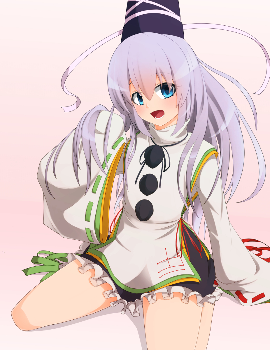 1girl, black_headwear, black_skirt, blue_eyes, commentary_request, frilled_skirt, frills, full_body