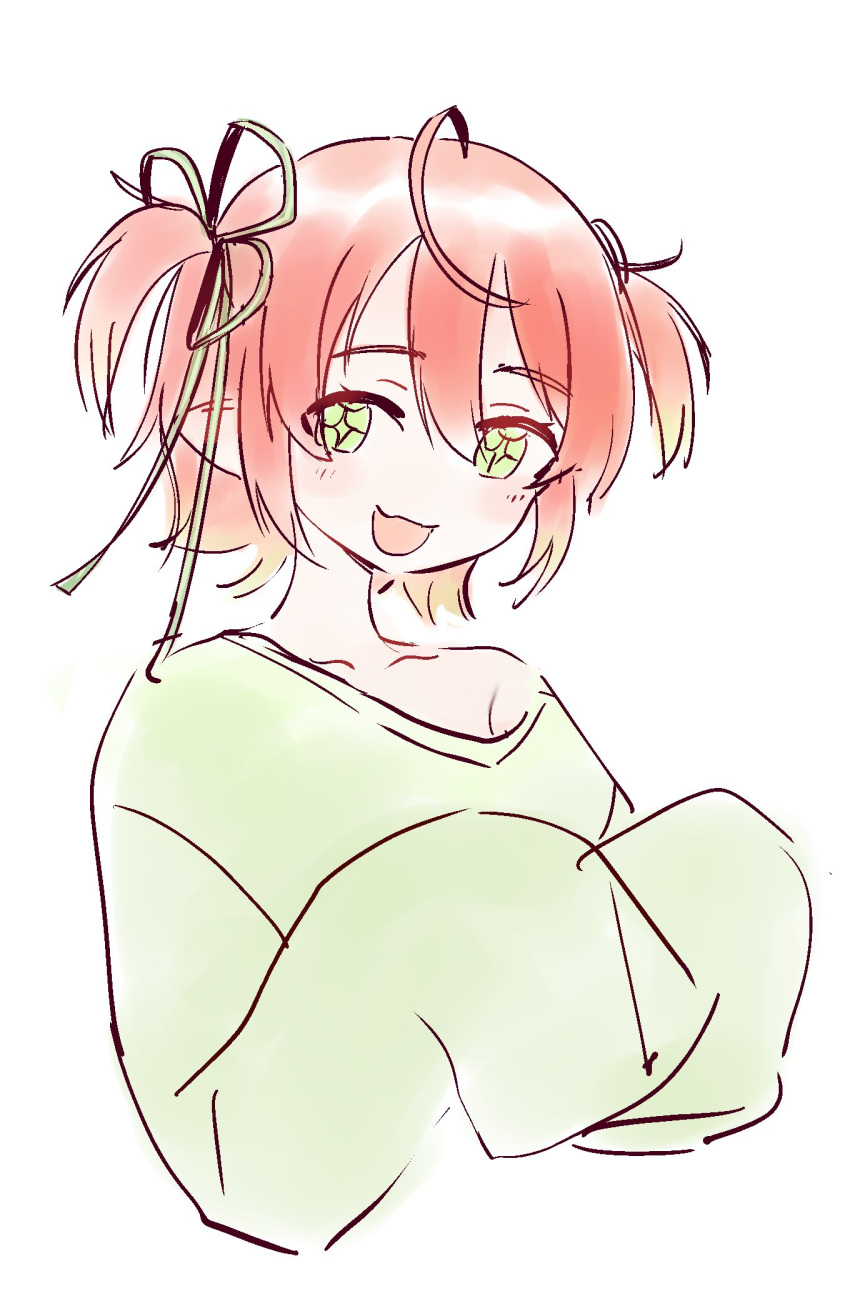 1girl, eds, fuyo_cloverfield, green_eyes, highres, idol_corp, long_sleeves, orange_hair