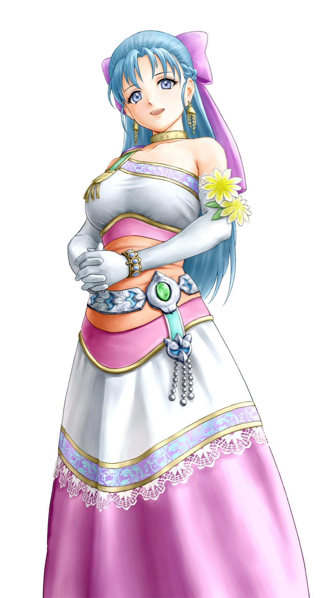 1girl, asymmetrical_sleeves, bare_shoulders, blue_eyes, blue_hair, bow, bracelet, braid