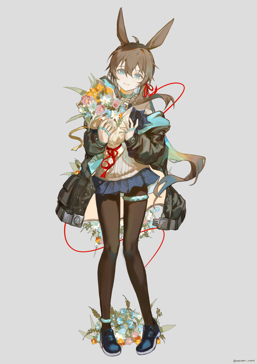 1girl, absurdres, amiya_(arknights), animal_ears, anklet, arknights, artist_name, ascot