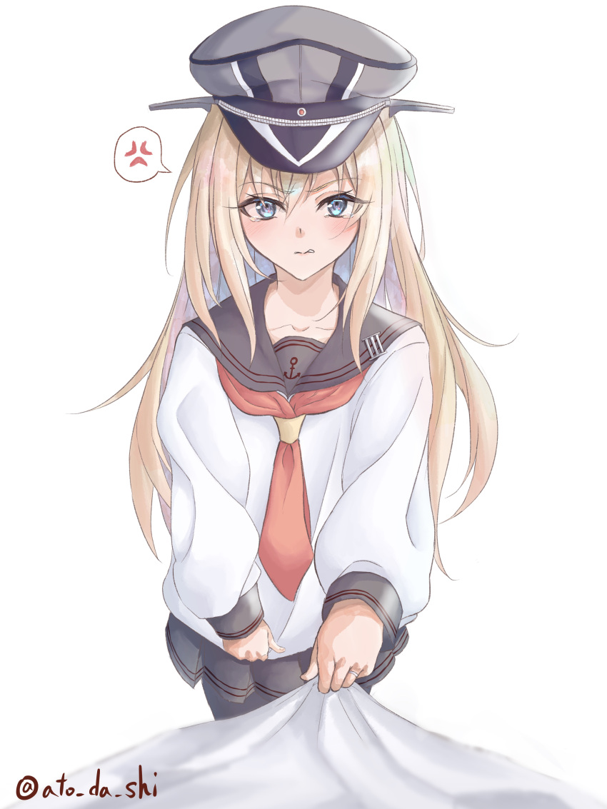 1girl, absurdres, akatsuki_(kancolle), akatsuki_(kancolle)_(cosplay), anger_vein, atodashi, bismarck_(kancolle), black_pantyhose