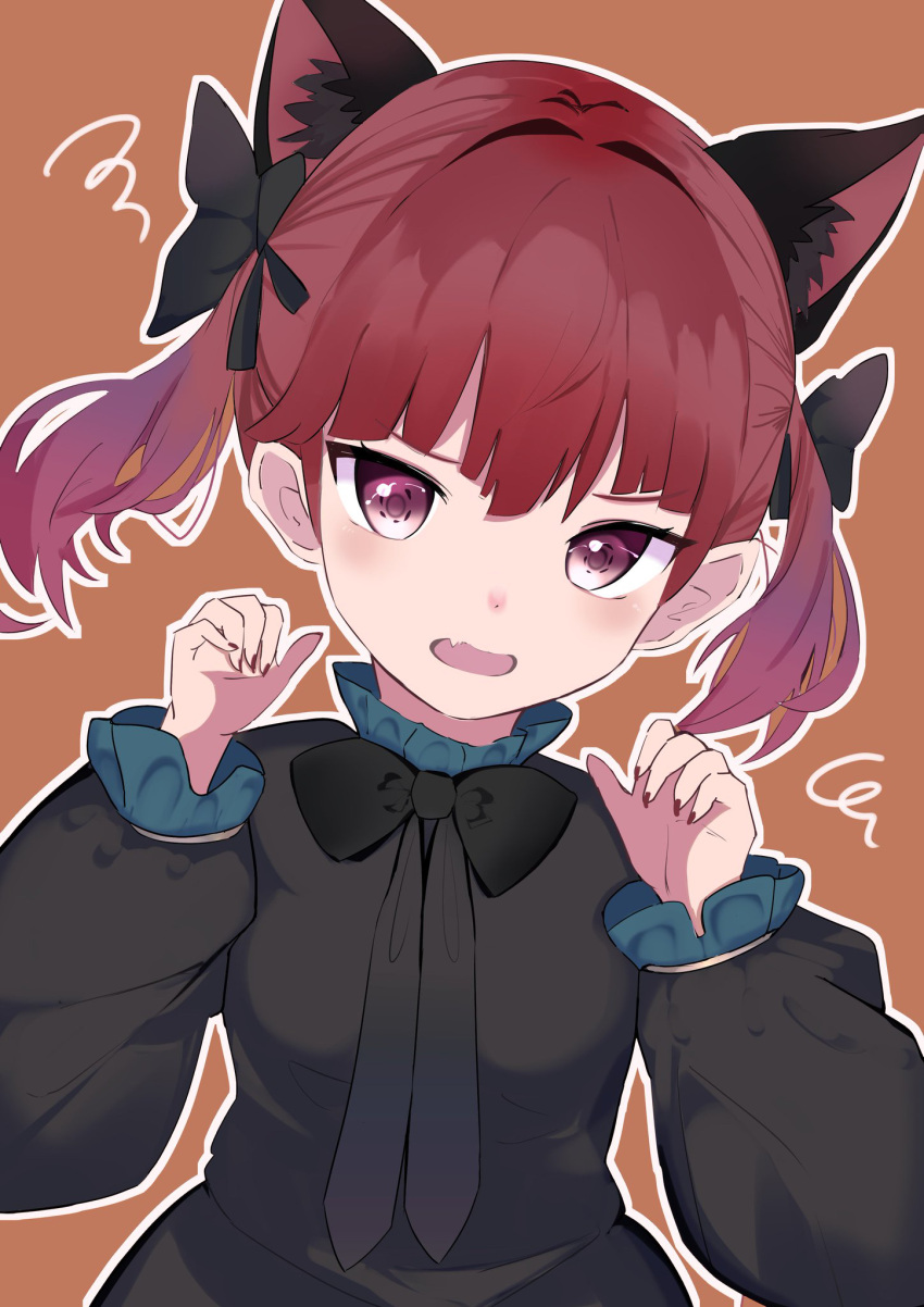 1girl, alternate_hairstyle, animal_ear_fluff, animal_ears, black_bow, black_bowtie, bow, bowtie