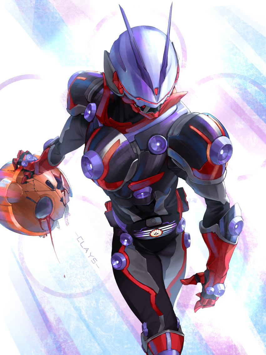 1boy, abs, absurdres, after_battle, armor, black_armor, black_bodysuit, blood