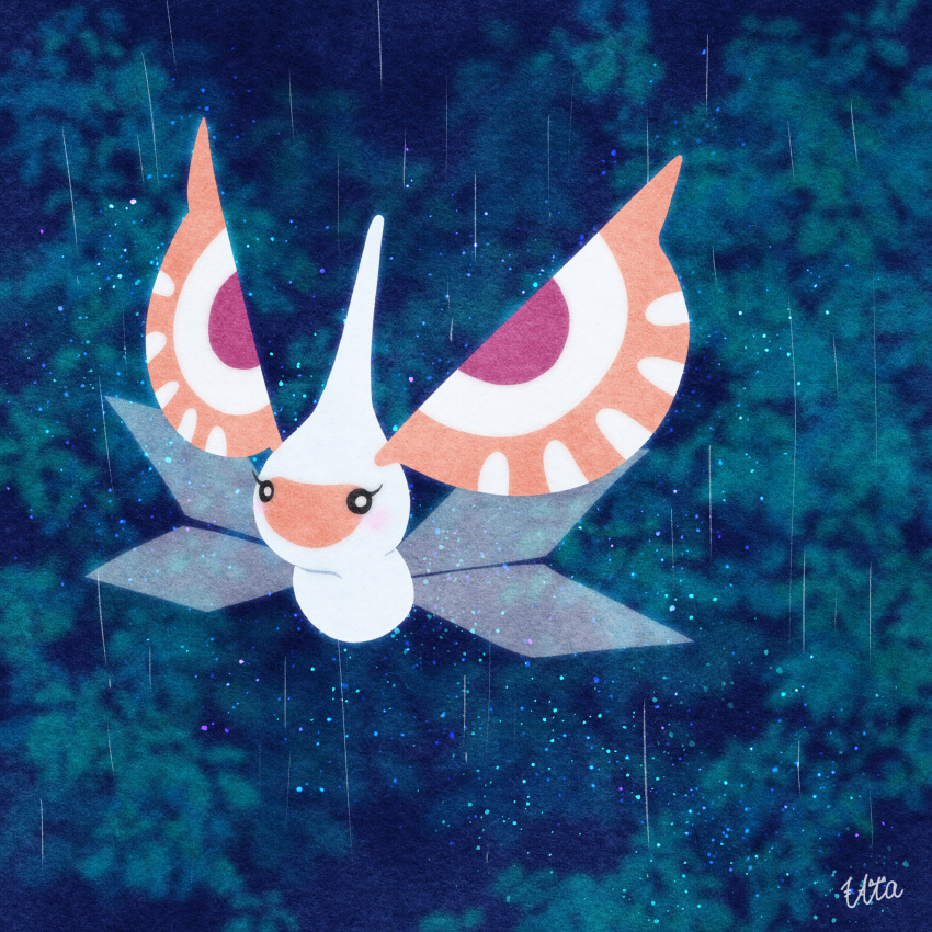 animal_focus, black_eyes, bright_pupils, commentary_request, eyelashes, flying, full_body, highres