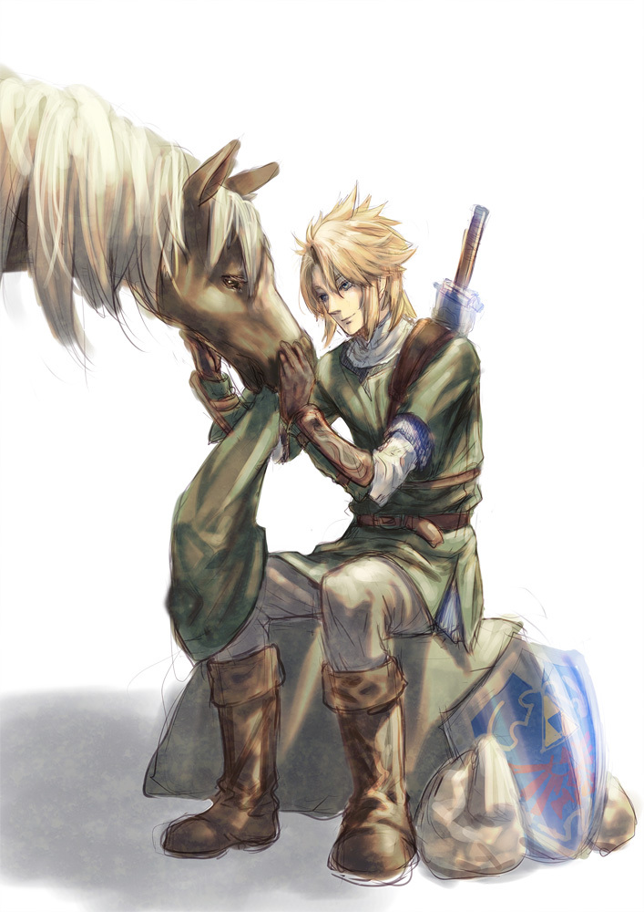 blue_eyes, epona, gloves, hat, horse, kitunen, link, nintendo