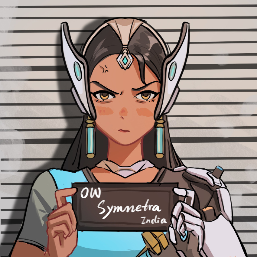 anger_vein, angry, annoyed, barbie_(franchise), barbie_(live_action), barbie_mugshot_(meme), black_hair, character_name