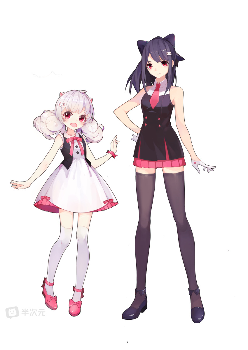 2girls, :d, animal_ears, ankle_bow, anklet, bare_arms, bare_shoulders, bcy
