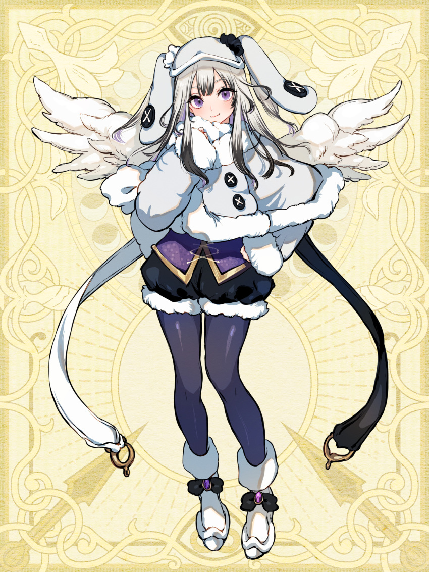 1girl, animal_ears, animal_hat, arisaka_u, black_pantyhose, chain_paradox, chloe_blanche, coat