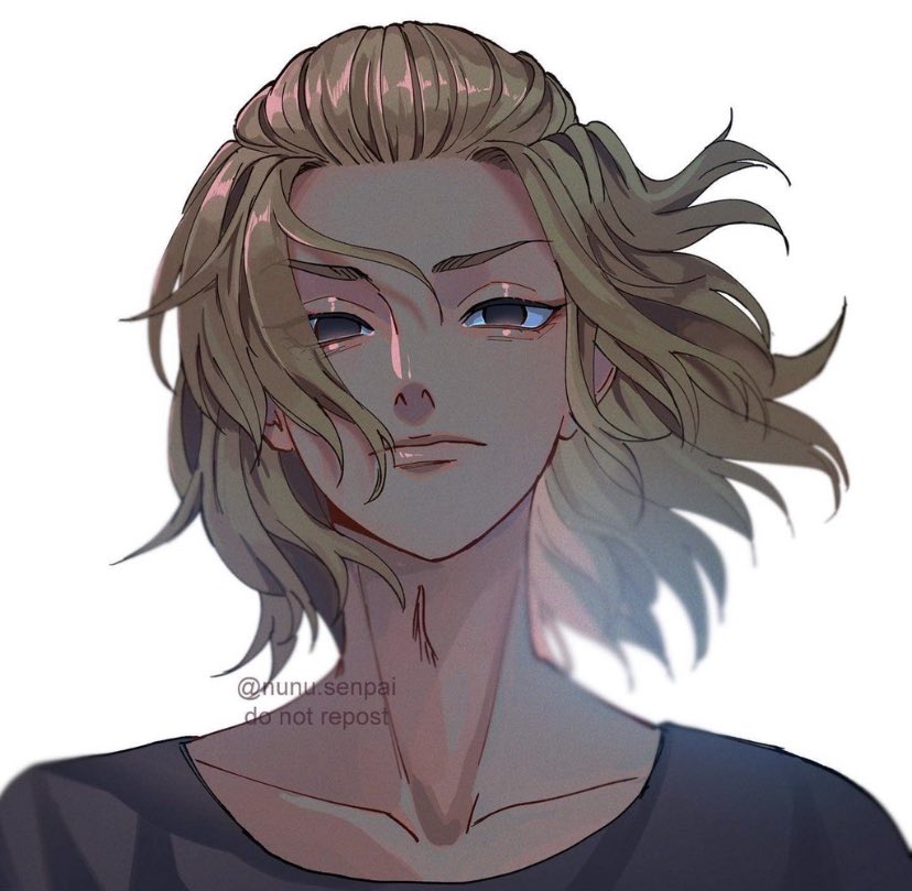 1boy, black_eyes, black_shirt, blonde_hair, closed_mouth, expressionless, floating_hair, looking_at_viewer