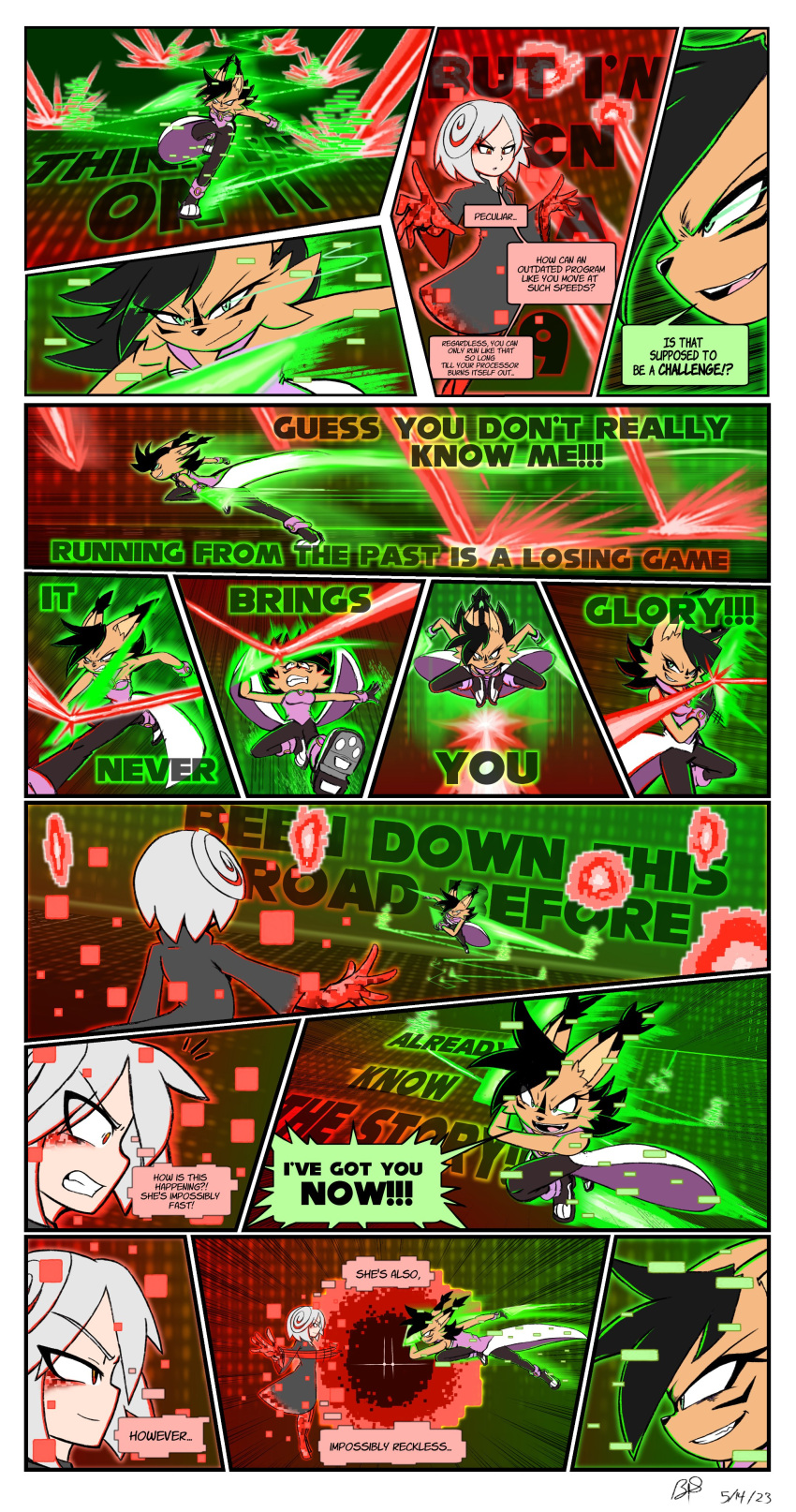 2girls, absurdres, angry, animal_ears, animal_nose, b1uewhirlwind, battle, black_dress