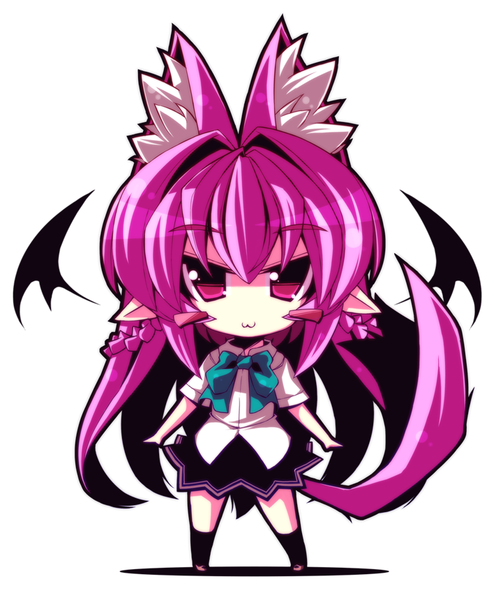 animal_ears, blush_stickers, chibi, crazy_developers, kneehighs, long_hair, original, pink_eyes
