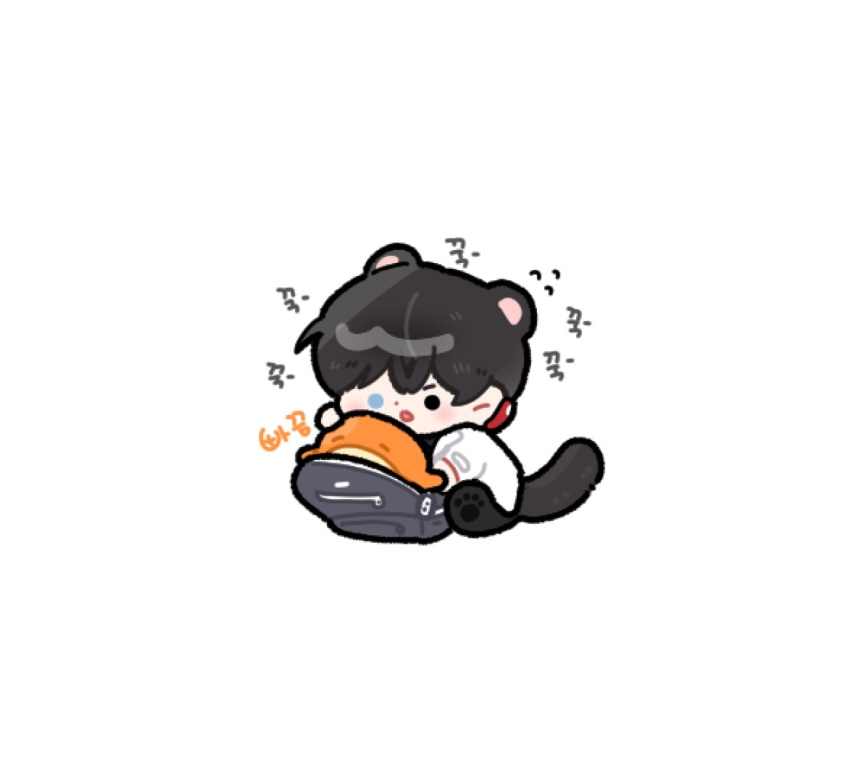1boy, animal_ears, backpack, bag, bbing_zzi, black_eyes, black_hair, blue_eyes