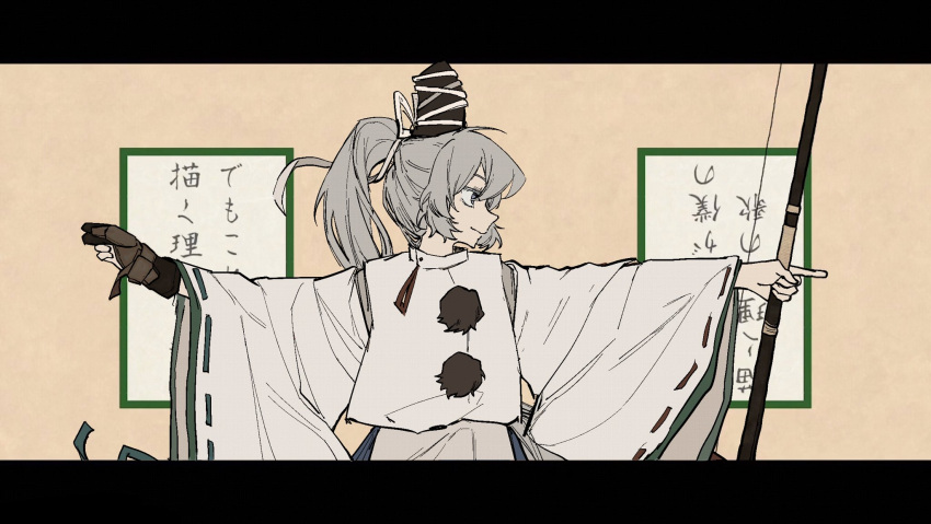 1girl, archery, black_headwear, bow, bow_(weapon), chinese_commentary, closed_mouth, commentary_request