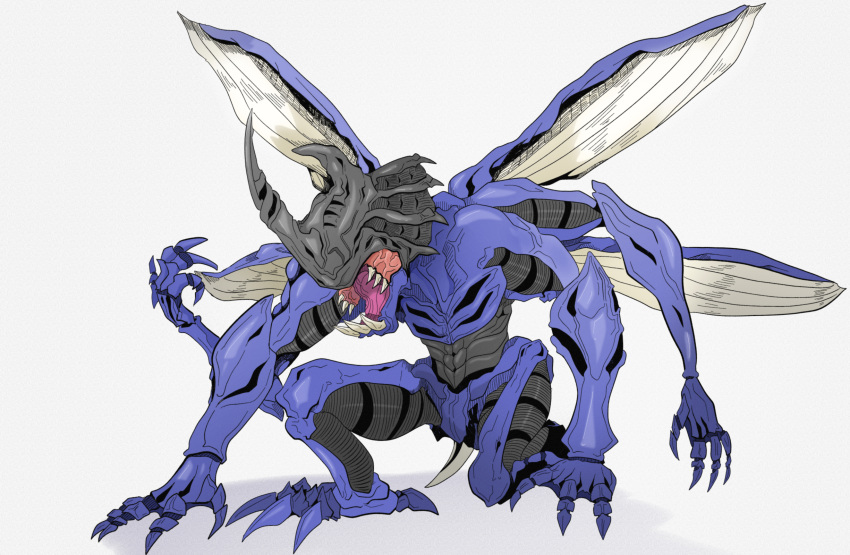 claws, colored_skin, digimon, digimon_(creature), digimon_adventure, full_body, grey_background, highres