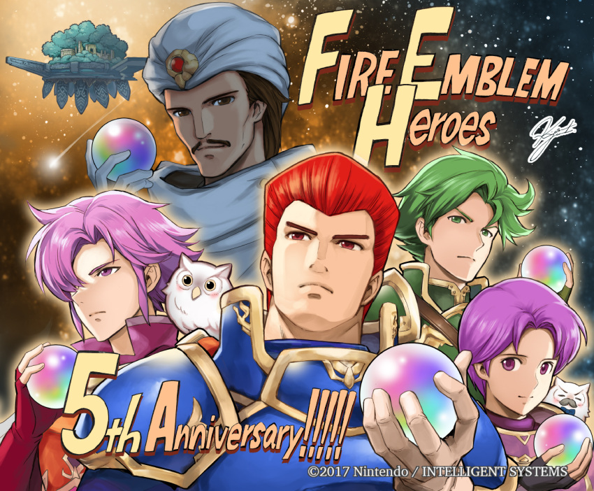 4boys, blue_armor, brown_hair, closed_eyes, commentary_request, copyright_name, feh_(fire_emblem_heroes), fehnix