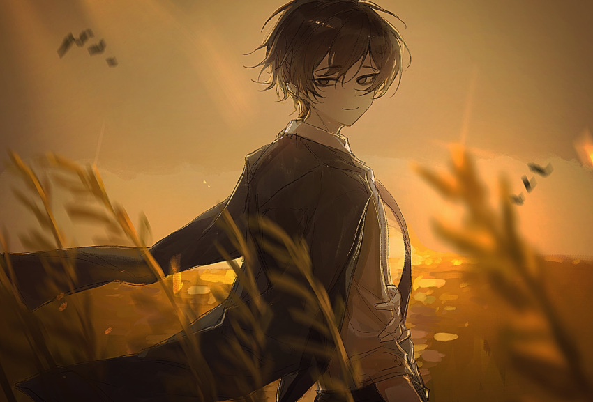 1boy, black_hair, closed_mouth, coat, coat_on_shoulders, commentary, commentary_typo, english_commentary