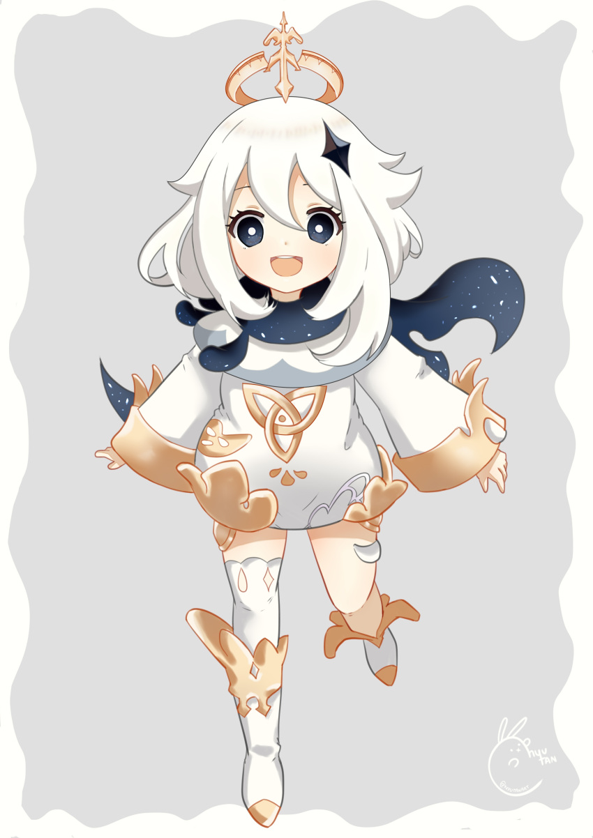 1girl, absurdres, artist_logo, black_eyes, boots, bright_pupils, diamond_hair_ornament, dress