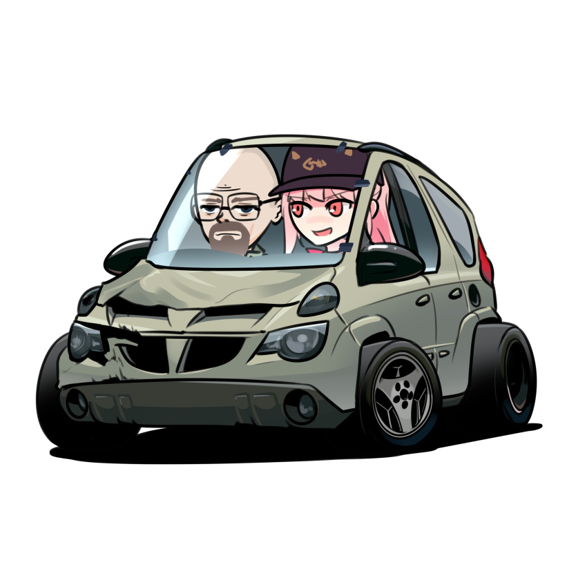 1boy, 1girl, absurdres, animification, bald, baseball_cap, black_eyes, black_headwear
