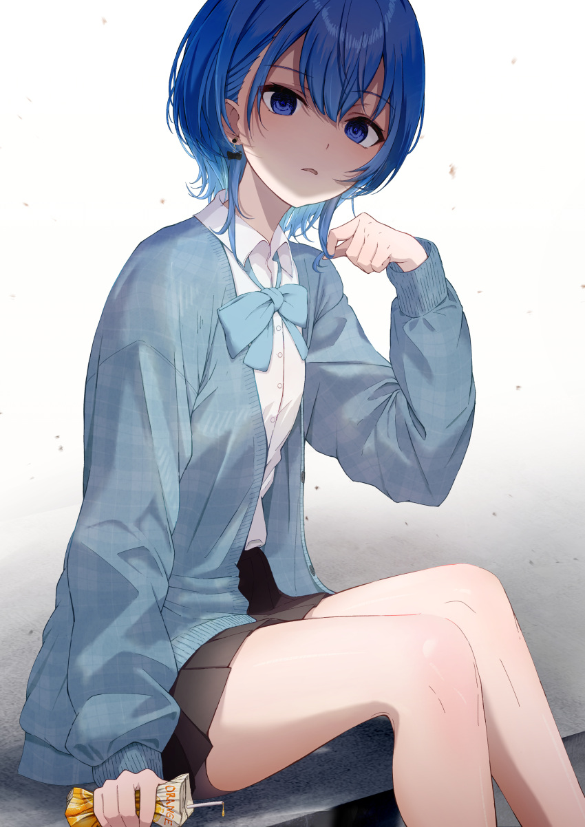 1girl, absurdres, alternate_costume, blue_bow, blue_eyes, blue_hair, bow, bowtie