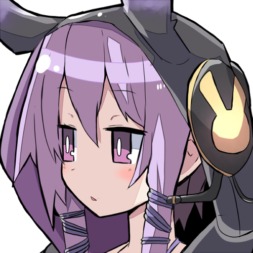 1girl, animal_hood, black_hoodie, blush, bright_pupils, commentary_request, disgaea, expressionless