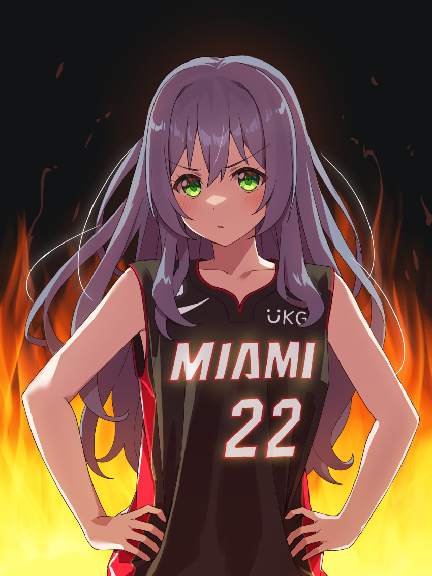 1girl, asahi_rokka, bang_dream!, bare_shoulders, basketball, basketball_uniform, blue_hair, blush