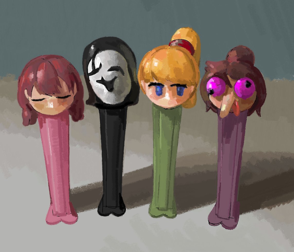 3girls, 6_9, black_eyes, blonde_hair, blue_eyes, blush, brown_hair, closed_eyes