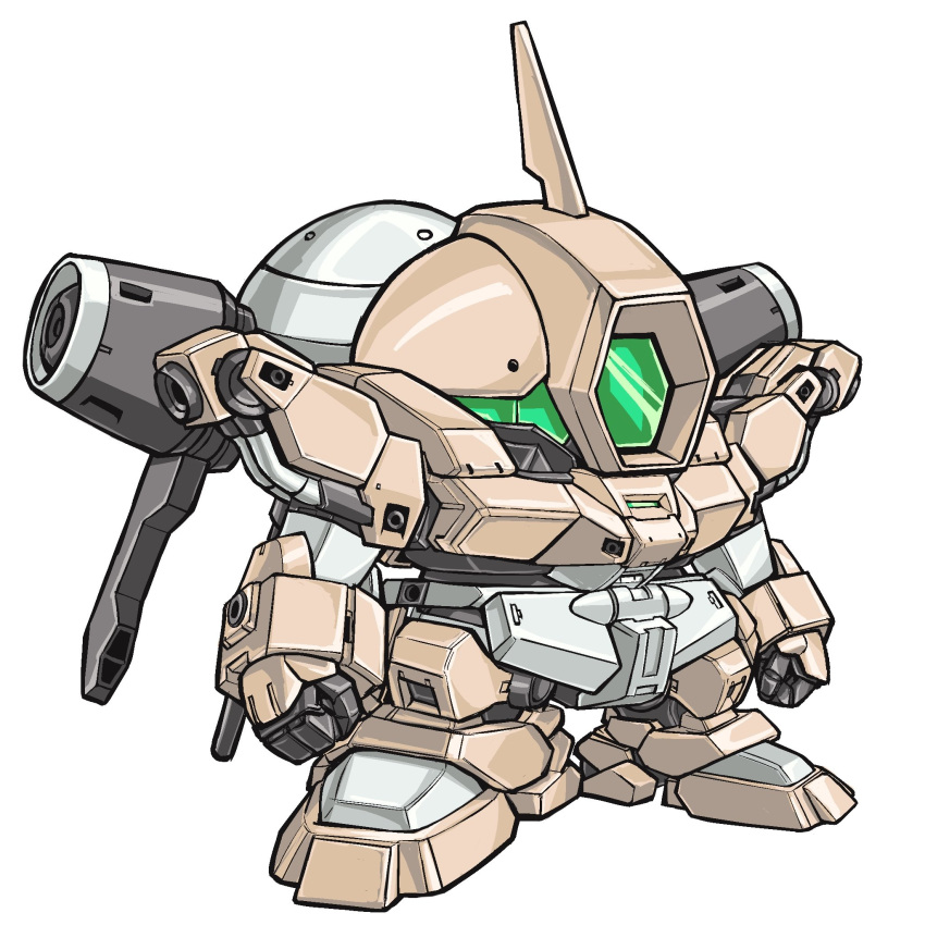 chibi, clenched_hands, demi_barding, full_body, gundam, gundam_suisei_no_majo, highres, horns