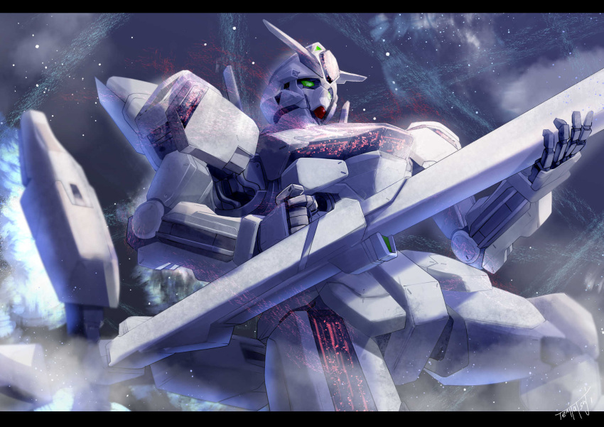 beam_cannon, energy_cannon, english_commentary, green_eyes, gundam, gundam_calibarn, gundam_suisei_no_majo, highres