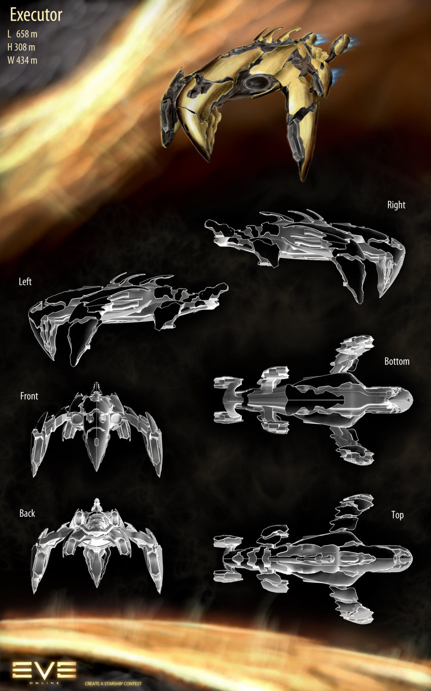 3d, absurdres, amarr_empire_(eve_online), battlecruiser_(eve_online), commentary, concept_art, copyright_name, eve_online