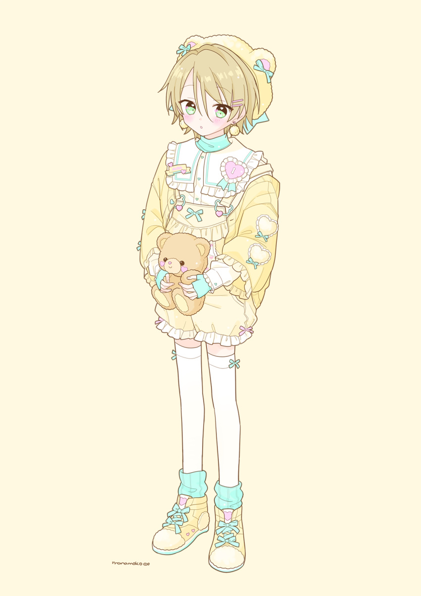 1boy, animal_ears, animal_hat, bear_ears, blonde_hair, ensemble_stars!, fake_animal_ears, full_body