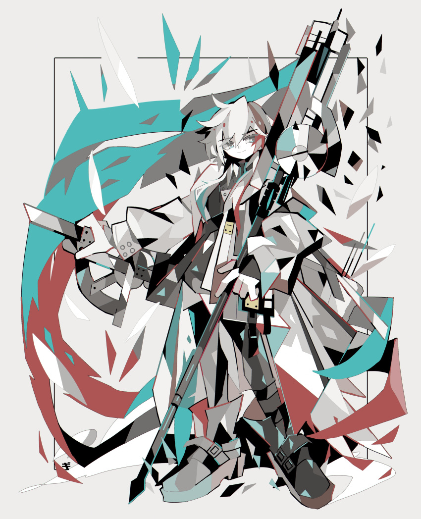 1boy, absurdres, arknights, asagina_gi, black_footwear, closed_mouth, colored_skin, elysium_(arknights)