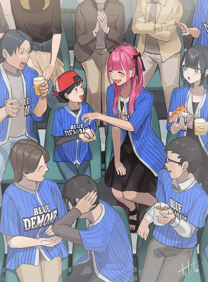:d, :o, absurdres, alcohol, backwards_hat, baseball, baseball_cap, baseball_jersey