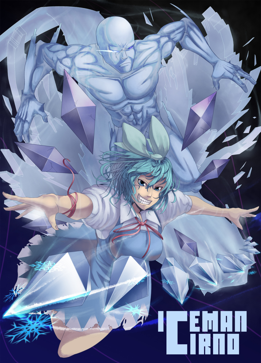 1girl, adult, bad_id, blue_eyes, blue_hair, bow, breasts, character_name
