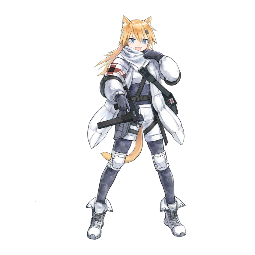 1girl, animal_ears, bag, blonde_hair, blue_eyes, boots, cat_ears, cat_girl