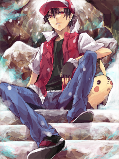 1boy, black_hair, fingerless_gloves, gloves, hat, ichi_kawa_ichi, jeans, male