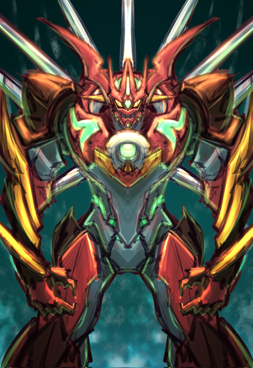 absurdres, gattai, getter_robo, highres, jianchuan, looking_at_viewer, mecha, no_humans