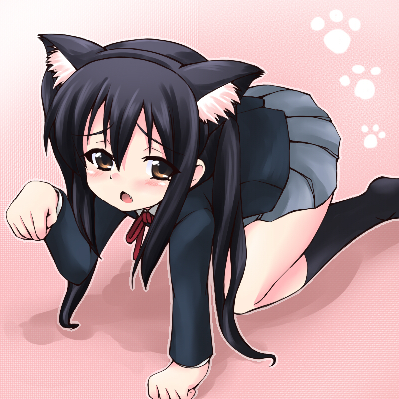 animal_ears, bad_id, black_hair, brown_eyes, cat_ears, k-on!, long_hair, nakano_azusa