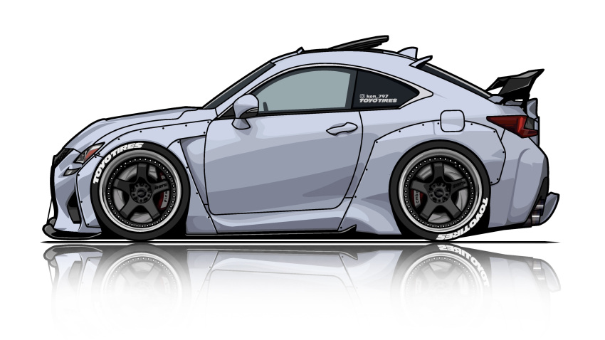 absurdres, car, from_side, highres, kaizou-sha_no_illust_bot, lexus, lexus_rc_f, motor_vehicle