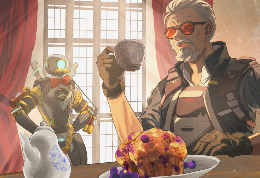 2boys, animification, apex_legends, ballistic_(apex_legends), black_gloves, black_jacket, blue_eyes, blueberry