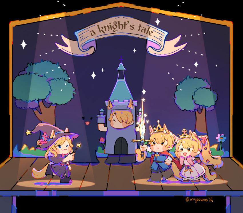 :3, =_=, animal_ears, arknights, arm_up, backdrop, black_dress, black_footwear
