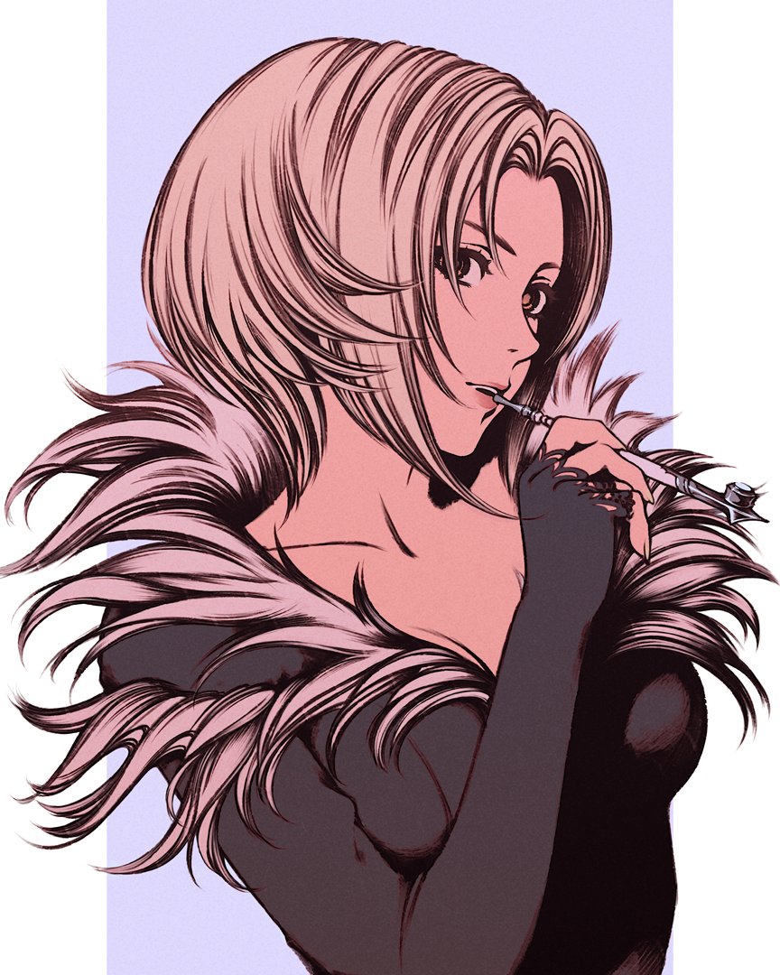 1girl, benedikta_harman, blonde_hair, final_fantasy, final_fantasy_xvi, fur_collar, fur_trim, holding