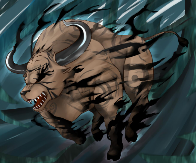 bull, horns, kazehukibue, matamu_(aoi_shiro)