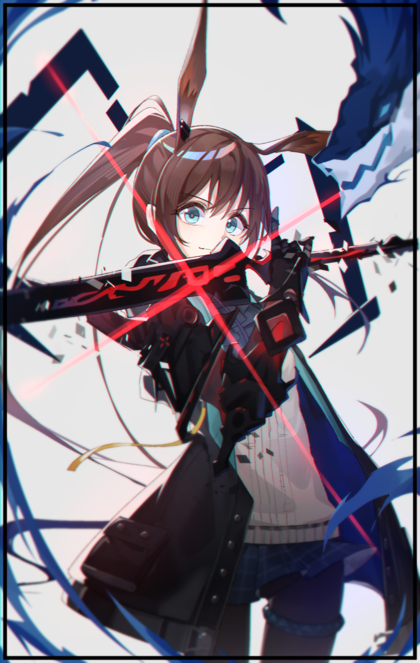 1girl, amiya_(arknights), animal_ear_fluff, animal_ears, arknights, black_border, black_jacket, black_pantyhose