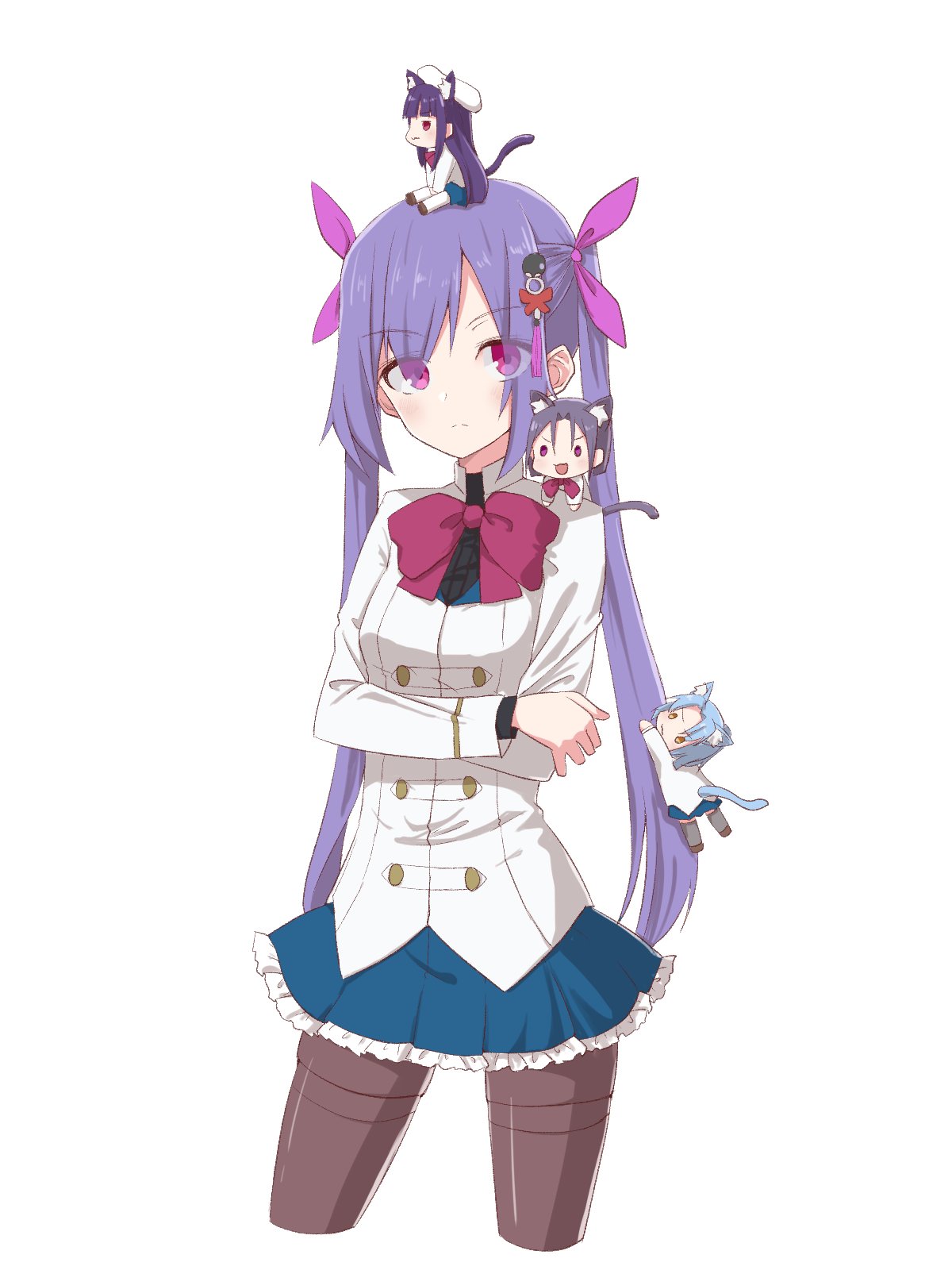 4girls, :3, :d, animal_ear_fluff, animal_ears, arms_under_breasts, assault_lily, beret